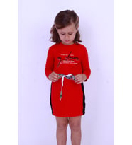 Toontoy Kız Çocuk My Dreams Baskılı Elbise (Kırmızı)