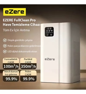 EZERE FullClean Pro Have Temizleme Cihazı 350 CADR, LED ekran, iyon sessiz çalışma ile toz, duman (Beyaz)