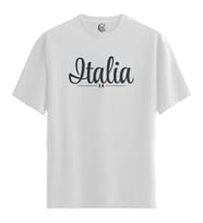 Italia Logo - %100 Pamuklu Erkek Beyaz Tişört - Premium Quality (Siyah - Beyaz)