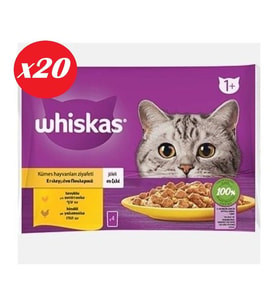 Whiskas Tavuklu ve Hindili Yet. Kedi Maması 4x85Gr Set 20'li (Çok Renkli)