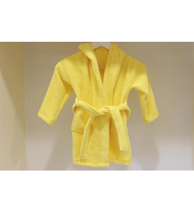 Ender Home Bebek Bornozu Çocuk Bornozu Bukle Pamuklu Kapşonlu Bornoz 0-2 Yaş-Sarı (Standart)