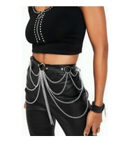Zincir Detaylı Şık Deri Harness Kemer (Siyah)