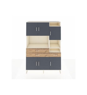 Hyperion Dolap 10 Raflı 3 Çekmeceli 6 Kapaklı 132x44x195 Aytaşı-Antrasit/Çam