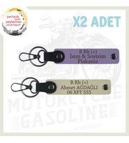 Mor Menekşe-S Kahve, Motorcu Dostlara Özel, İsim Plaka ve B Rh (+) Yazılı Hediye 2'li Anahtarlıklar (Çok Renkli)