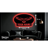 Destina Ahşap Kartal Temalı Kişiselleştirilebilir Led Tablo 32cm*55cm (Kırmızı)