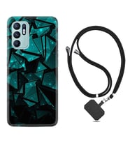 Oppo Reno 6 Kılıf Resimli Boyun Askılı İpli Desenli Silikon Green Prizmas 1348