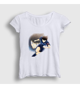 Presmono Kadın Beyaz Futbol Anime Kaptan Captain Tsubasa T-Shirt 320889tt