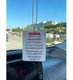 Beyaz Pleksi Ayetel Kürsi Ve Nazar Dualı Arapça Araba Süsü Dikiz Aynası Süsü Araba - Çift Taraflı (Parlak Beyaz)