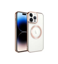 Apple iPhone 14 Pro Max Uyumlu Kılıf M-safe Wireless Şarj Özellikli Zore Setro Silikon (Rose Gold Altın)