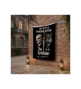 Ne Mutlu Türküm Diyene Atatürk Bozkurt Kılıç poster Bayrak Raşel Kumaş 100x150 cm ATA83