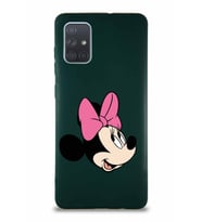 Samsung Galaxy A71 Soft Premier Kapak Minnie Mouse-A Tasarımlı Silikon Kılıf - Yeşil (Şeffaf)