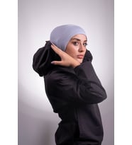 Gri Pratik Hazır Geçmeli Bone Viskon Kumaş Hijab Spor 2106_15