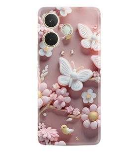 Oppo A5 Pro 5G Kılıf Boutique Baskılı Resimli Pembe Kelebekler Pcode -088