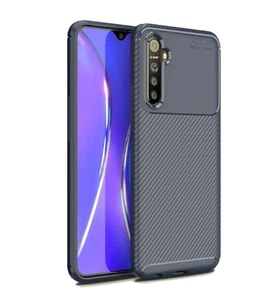 Realme XT Karbon Desenli Negro Silikon Kılıf (Lacivert)