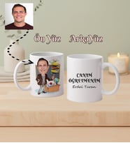 Kişiye Özel Karikatürlü Öğretmen Kupa Bardak