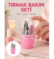 Tırnak Bakım Manikür Pedikür Seti 4 Parça Pembe Minimal ve Dayanıklı