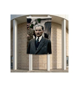 Mustafa Kemal Atatürk Portre Poster Poster Bayrak Premium Raşel Kumaş ATA38 2x3m
