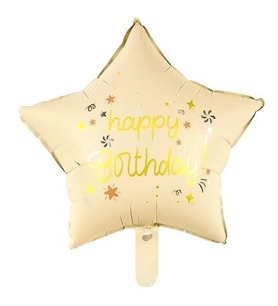 Folyo Balon 18 inç 45cmYILDIZ happy birthday krem