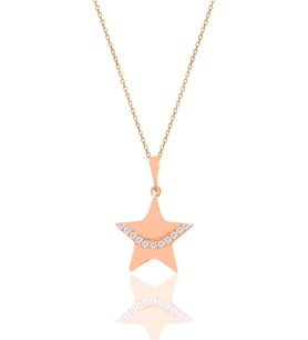 Söğütlü Silver Gümüş rose zirkon taşlı yıldız kolye