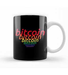 Bitcoin Rainbow Cascade Colour Logo Kupa Bardak Porselen