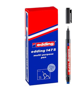 Edding 147 S Çok Amaçlı Permanent Kalem (Silgili Asetat Kalemi) SİYAH 10'lu Kutu 