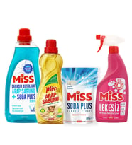 Miss Sıvı Çamaşır Deterjanı - Soda Plus - Arap Sabunu - Lekesiz Sprey 4 lü Temizlik Seti