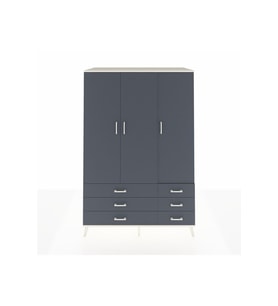 Kronos Dolap 5 Raflı 6 Çekmeceli Tek Askılı 132x59x195 Aytaşı-Antrasit/Antrasit