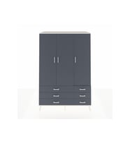 Kronos Dolap 5 Raflı 6 Çekmeceli Tek Askılı 132x59x195 Aytaşı-Antrasit/Antrasit