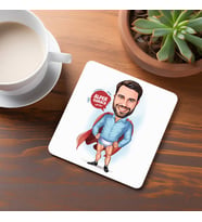 Kişiye Özel Kılıbık Kahraman Erkek Karikatürlü Bardak Altlığı