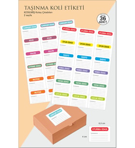 Taşınma Kolisi Etiketi , Depolama Ev Taşıma Ve Taşınma Malzemeleri Sticker  36 Adet Yapışkan