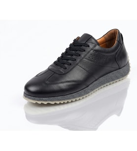 Growish GD0104 Hakiki Deri Termoaktif Taban Üst Kalite Koku Yapmaz Çift Renk Hafif Taban Siyah Sneaker Spor Ayakkabı