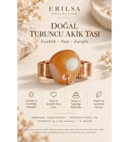 Sertifikalı Doğal Turuncu Akik Taşı Yüzük Bakır Kasa Ayarlanabilir El İşçiliği