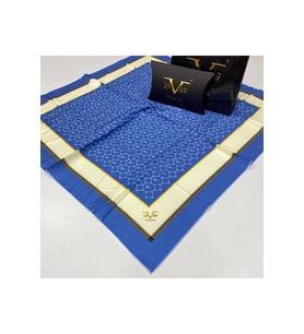 Geometrik Desen Black Seri Twill Eşarp Eşarp Askısı ile Birlikte 90x90 cm Mavi-9