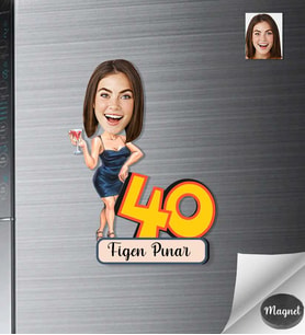 Kişiye Özel Doğum Günü Kadın Ahşap Magnet -1