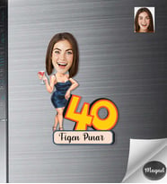 Kişiye Özel Doğum Günü Kadın Ahşap Magnet -1