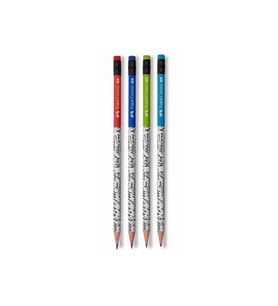 Caligraphy Desenli Silgili Yuvarlak HB Kurşun Kalem - 1 Adet