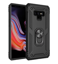 Samsung Galaxy Note 9 Uyumlu Kılıf Standlı Manyetik Yüzüklü Military Magnetic Ring Polycarbonate and TPU Case (Siyah)
