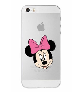 Apple iPhone 5S Uyumlu Kapak Minnie Mouse Tasarımlı Şeffaf Silikon Kılıf