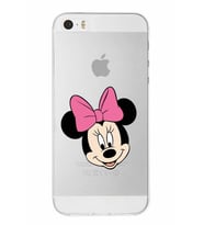 Apple iPhone 5S Uyumlu Kapak Minnie Mouse Tasarımlı Şeffaf Silikon Kılıf