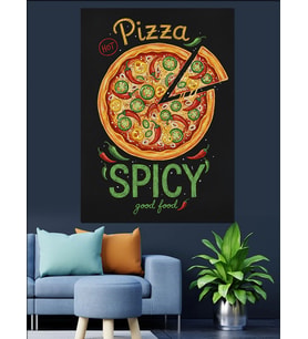 "Acı Soslu" Pizza Posteri Dekoratif Kanvas - Mdf Ahşap Tablo