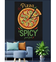 "Acı Soslu" Pizza Posteri Dekoratif Kanvas - Mdf Ahşap Tablo
