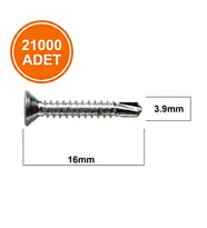 STD 3.9X16 YHB MATKAP UÇLU VİDA MS AKILLI VİDA (1 KOLİ-21000 ADET)