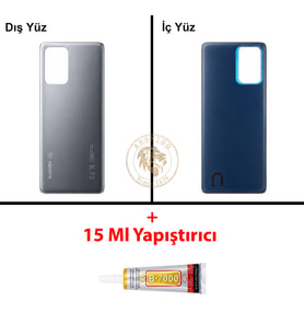 Xiaomi Mi 11-T Meteor Grisi Arka Pil Kapağı Batarya Kapağı Lazer Kesim + B-7000 Yapıştırıcı