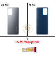 Xiaomi Mi 11-T Meteor Grisi Arka Pil Kapağı Batarya Kapağı Lazer Kesim + B-7000 Yapıştırıcı