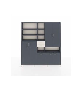 Arges Dolap 17 Raflı 2 Çekmeceli 7 Kapaklı 220x30x243 Antrasit-Antrasit/Aytaşı