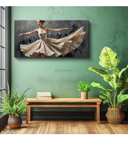 Yatay Panoramik Kanvas Tablo Bale Dansçısı Figürü Sanat Tablosu Ev Ofis Duvar Dekoru