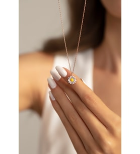 Minimal Papatya 14 K Rose Gold Kaplama Kadın Kolye