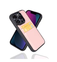 Bouletta Apple iPhone 14 Pro Uyumlu Deri Kartlıklı Arka Kapak NU2 Pembe