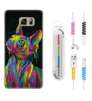 Samsung S7 Edge S20 Fe Plus Ultra S21 S22 Kılıf Kablo Koruma Spiral Silikon Color Cat 1754