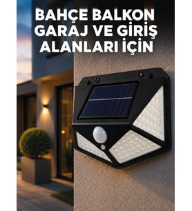 Solar LED Bahçe Aydınlatma Lambası 3 Işık Modlu Sensörlü Duvar Tipi Dış Mekan